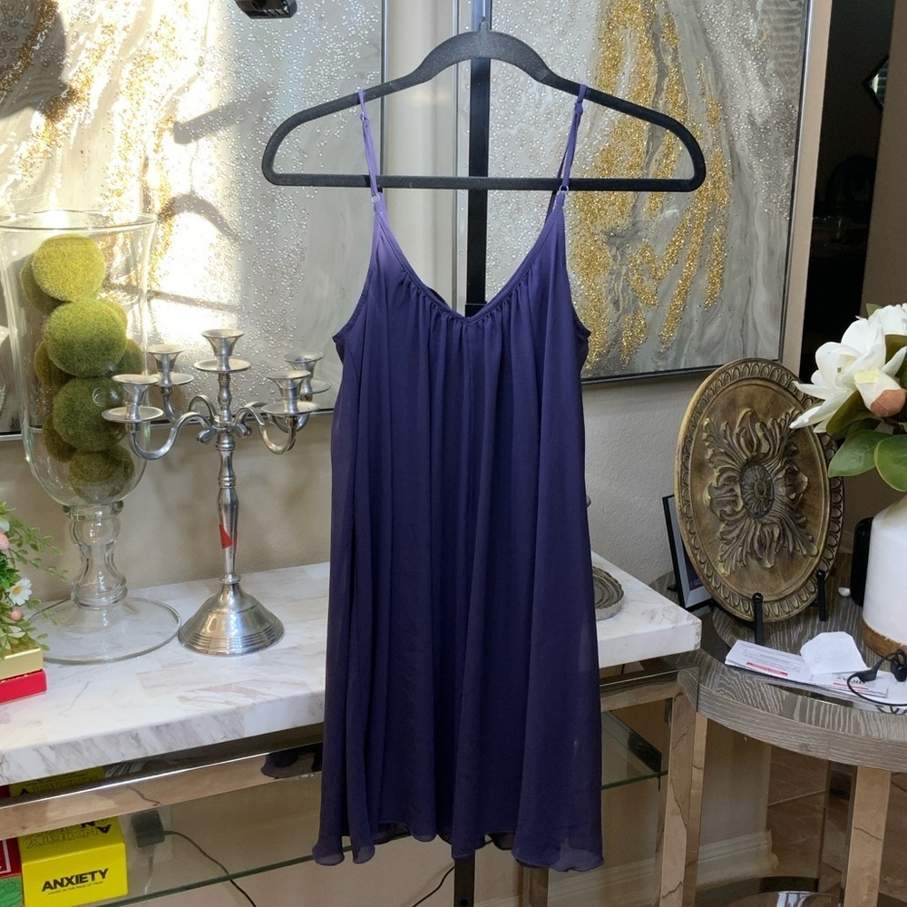 Express Purple Mini Dress with Black Accents - Picture 3 of 9